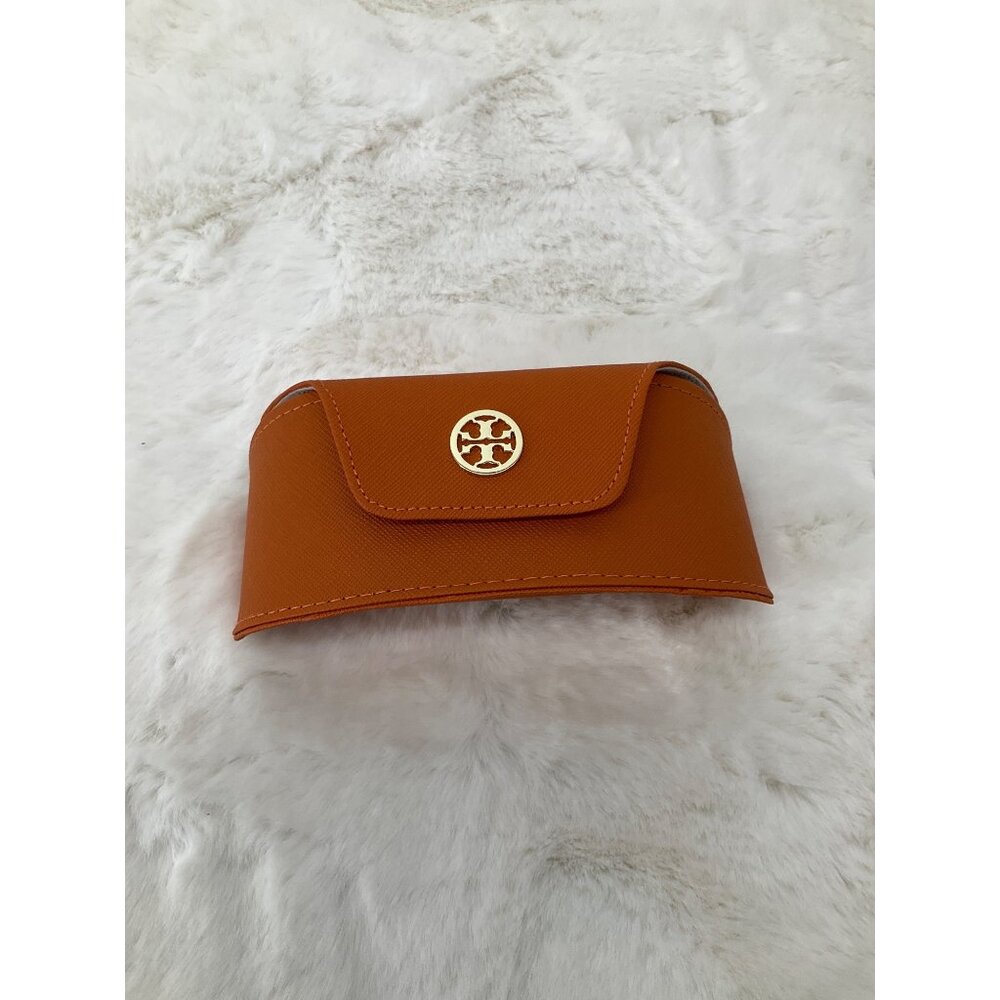 TORY BURCH Orange Authentic Sunglasses Eyeglasses Leather case NEW - Picture 2 of 6
